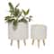 Set of 2 White Polystone Contemporary Planter, 13" 16"